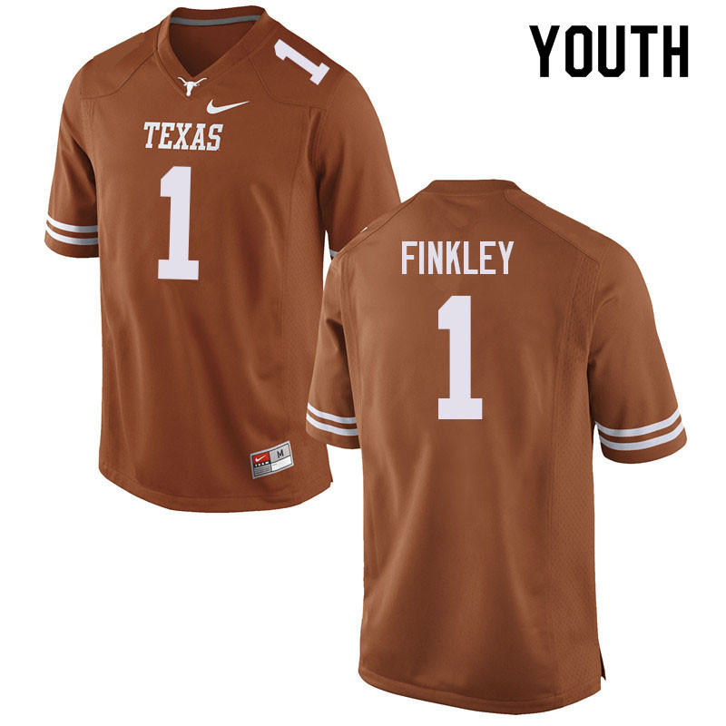 Youth #1 Justice Finkley Texas Longhorns College Football Jerseys Sale-Orange